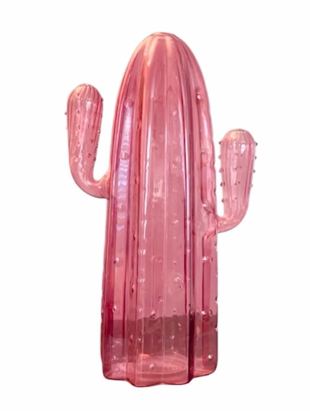 NWOT Anthropologie Pink Hand Blown Glass Cactus Bud Vase